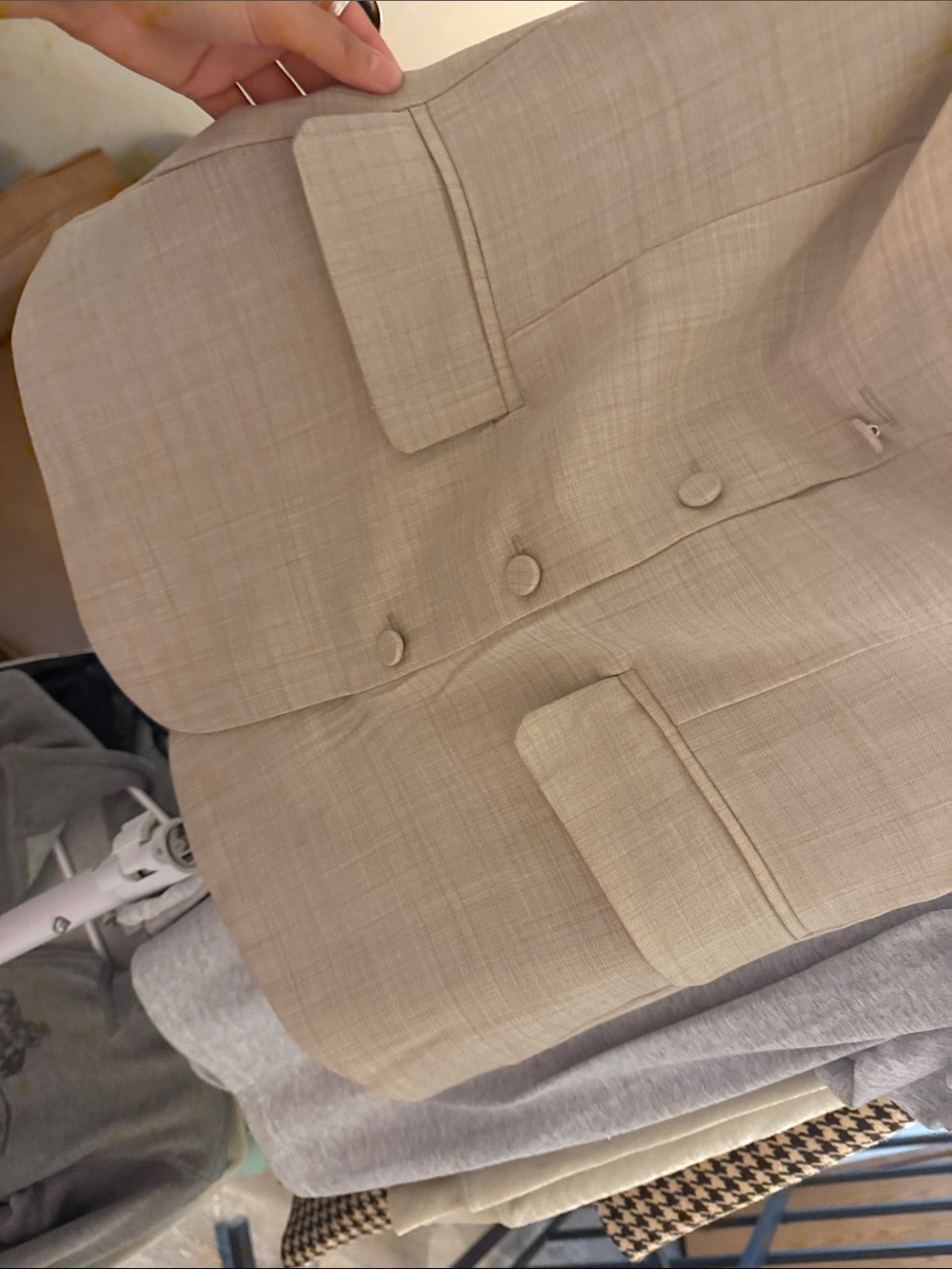 Beige Button-Front Strapless Top - Picture 5 of 5